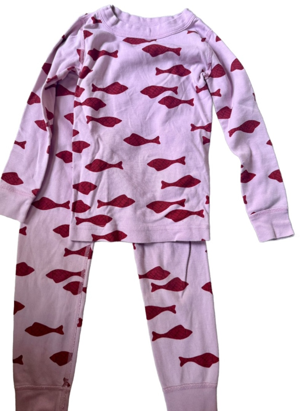 Hanna Andersson Pink Long Sleeve Pajama Set with Red Swedish Fish Print